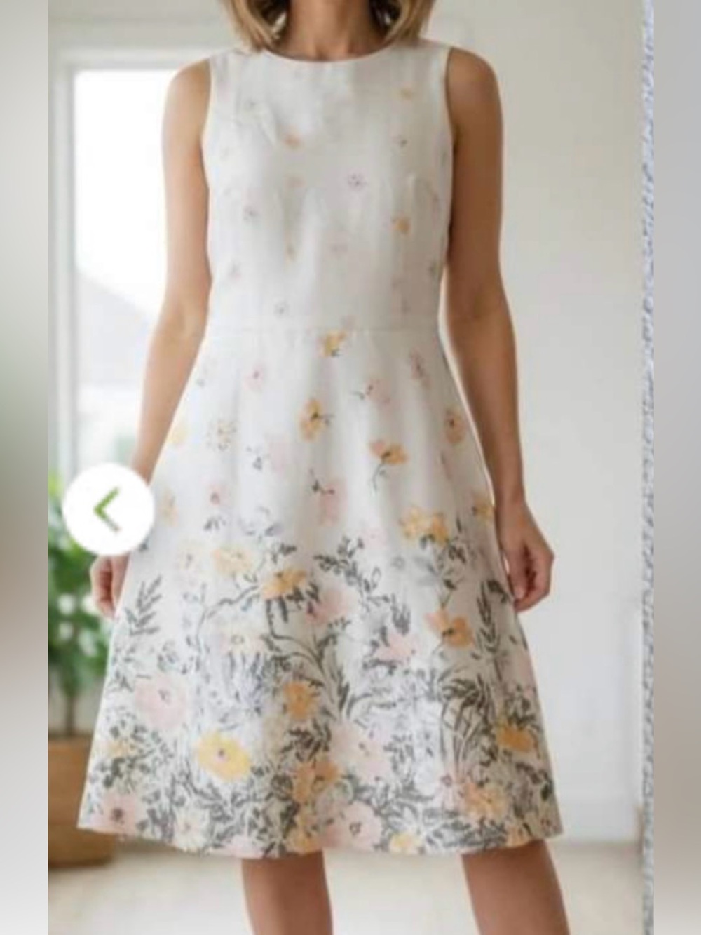 LOFT White Sleeveless Floral Midi Dress with Yellow and Pink Blooms